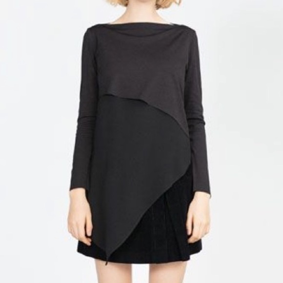 Zara Tops - Zara | Asymmetrical Black Top Size Small